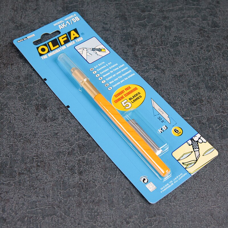 MADE IN JAPAN OLFA Standard art pen fixed blade knife AK-1 Included 25 Blades or 5 Blades: With5blade