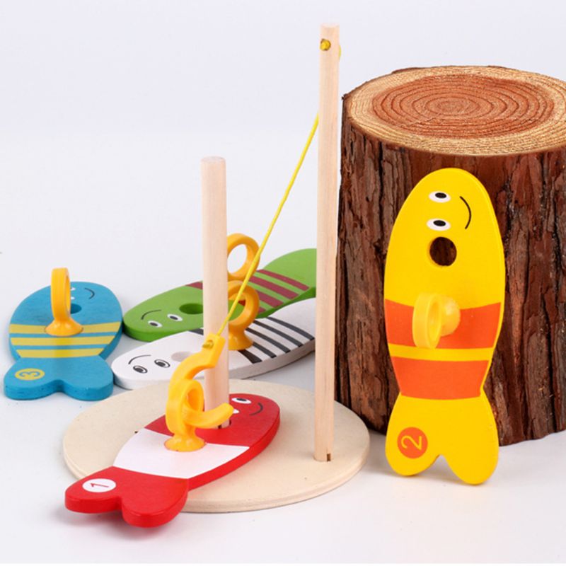 Children Wooden Toys Digital Fishing Column Game Kindergarten Supplies Parent-child Puzzle Kids Early Education Toy