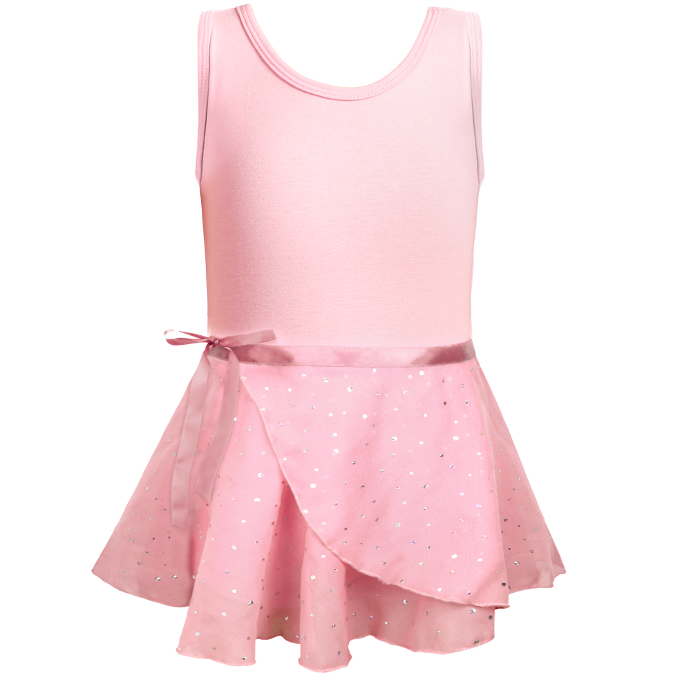 Ballet Leotards for Girls Shiny Dance Skirt One-piece Training Suit Classic Sleeveless Dance Gymnastic Ballerina Outfit Dress: L / Pink