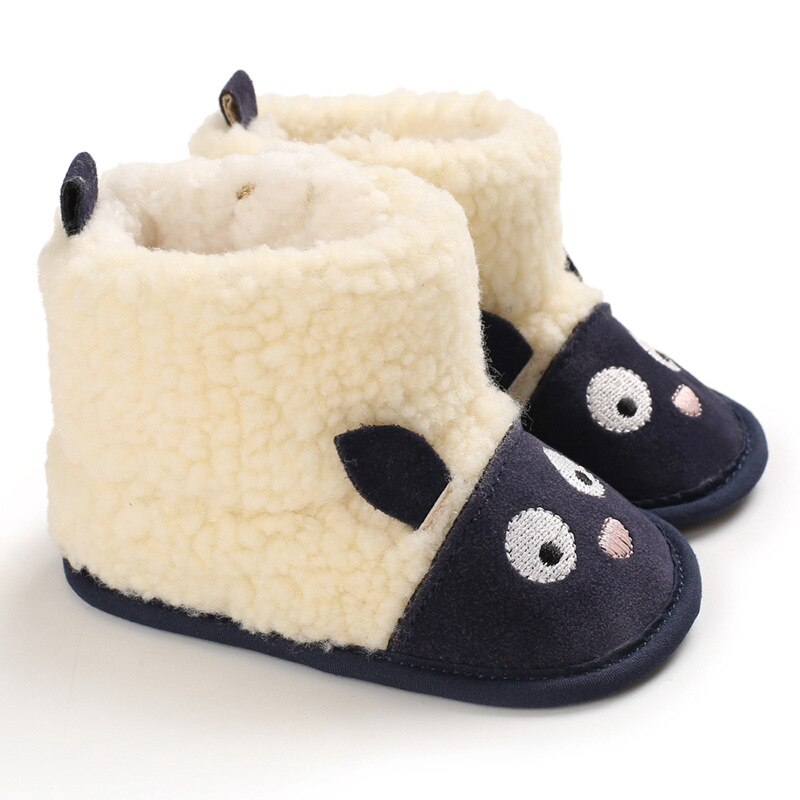 Bebê botas de inverno infantil da criança recém-nascido bonito dos desenhos animados sapatos meninas meninos primeiros caminhantes super manter quente snowfield booties boot: Blue / 0-6 meses