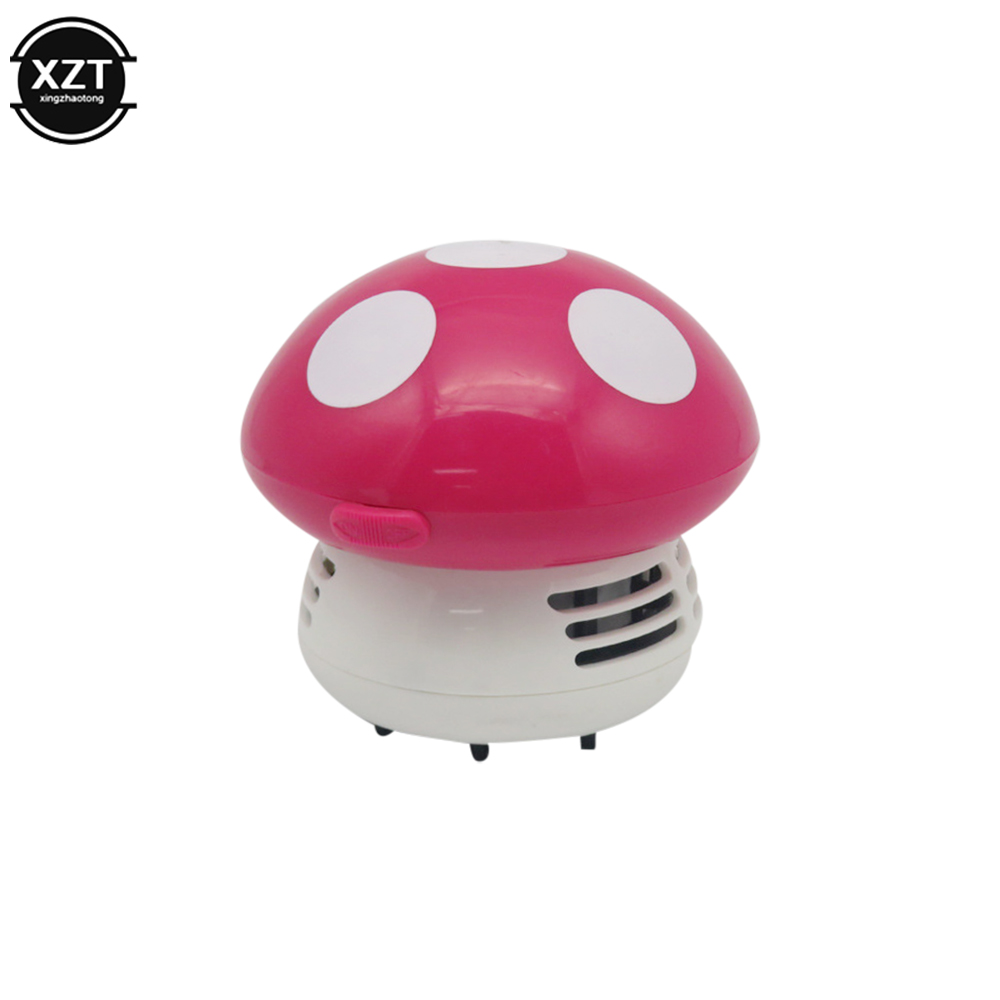 Handheld Mini Desktop Vacuum Cleaner Mushroom Shape Cleaner Desk Cleaner Eraser Dust Paper Dust Sweeper: Pink