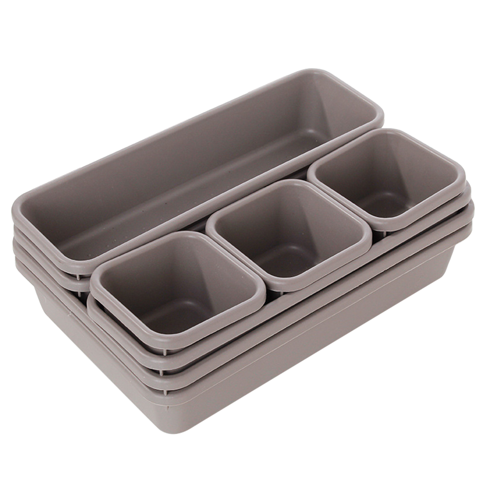 8PCs Divide Drawer Organizer Box Storage Trays Box Office Home Kitchen Bathroom Cupboard Desk Jewelry Makeup Organization: Brown