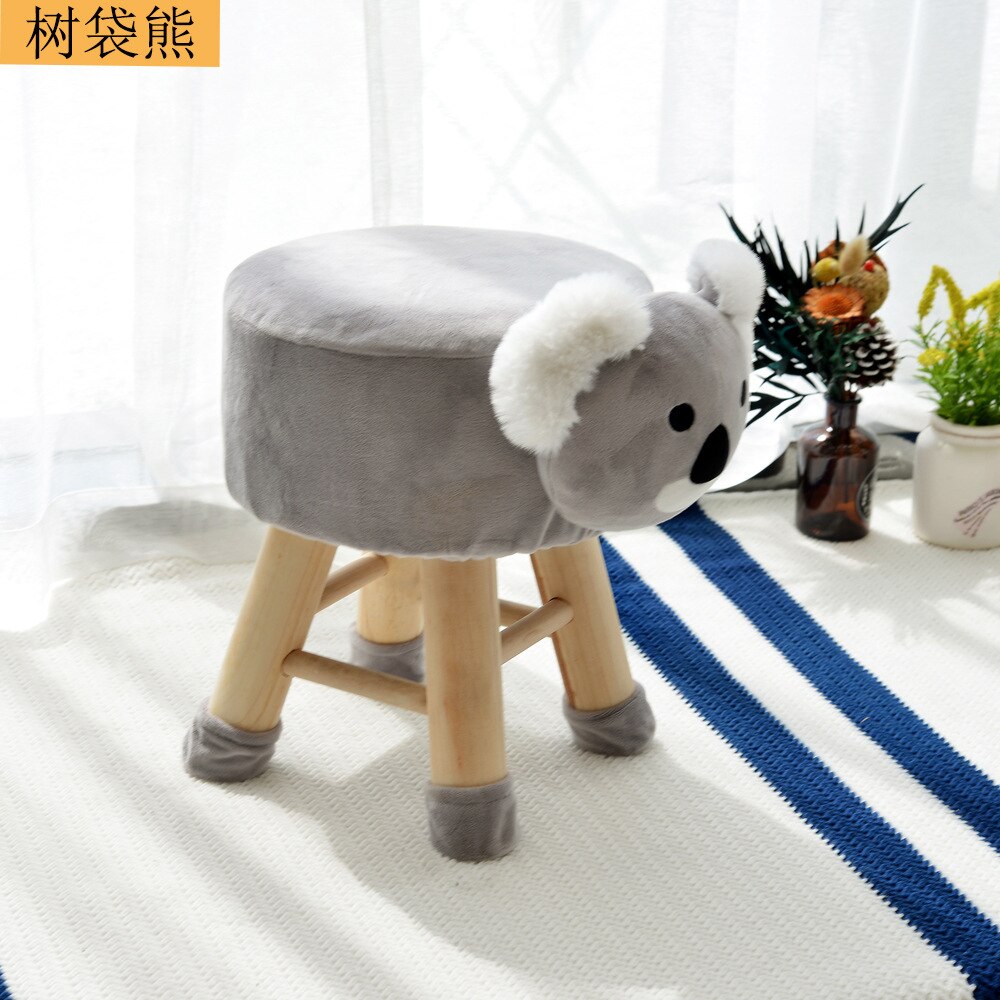 Cartoon Animal Stool Solid Wood Children's Coffee Table Home Small Sofa Removable and Washable Panda Lamb Elephant Cow: Tall Koala