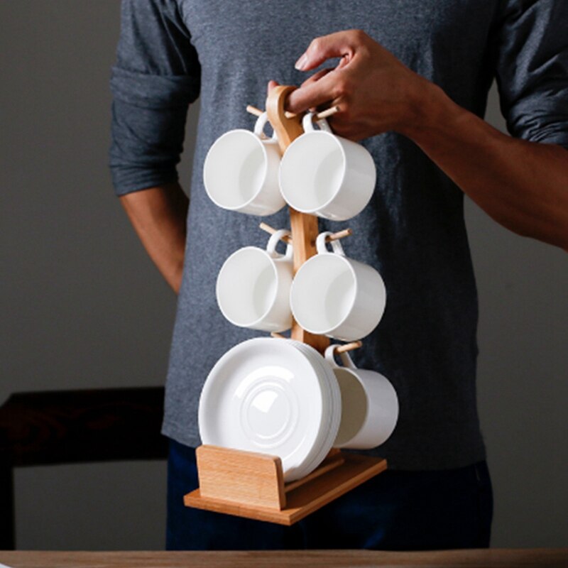 Kubek bambusowy uchwyt kubek kawy kubki na wodę półka wisząca biuro dom salon naturalnie drewniane kubek ociekacz robić przechowywania