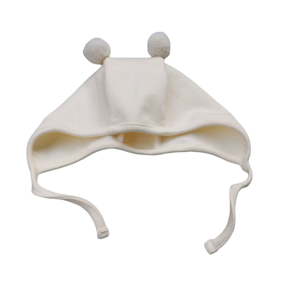 Winter Baby Boy Girl Warm Cap Hat No-Brim Plush Ball Hat Beanie Bear Ears Solid Strap Caps