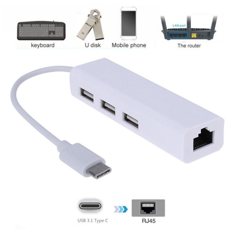 USB 3.0Network Hub Ethernet LAN Card RJ45 External Card USB Lan to Ethernet Adapter for Mac IOS Android PC Network Cards