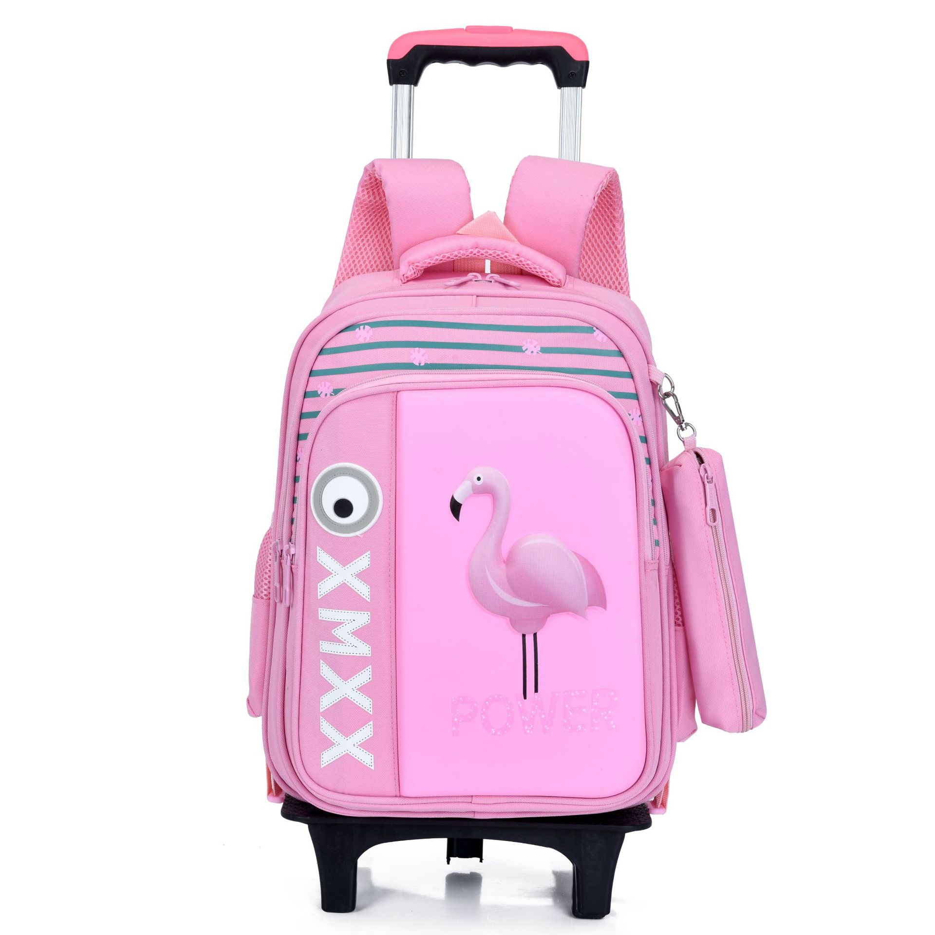 3D Flamingo Cartoon Schooltassen Voor Meisjes Jongens Haai Rugzak Kinderen Orthopedische School Rugzakken Mochila Escolar: PINK WHEEL