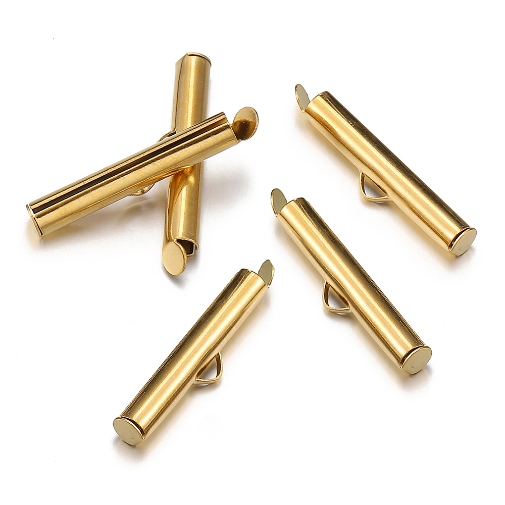 20 piezas de tubos deslizantes de acero inoxidable de 6-40mm, tapas de extremo deslizante, tubo de engarzado para cuentas de semillas, cinta de sujeción, fabricación de joyería DIY