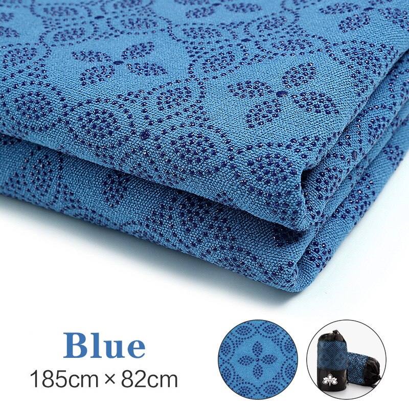 Folding Yoga Mat Cover Portable Yoga Blanket Non-slip Sweat-absorbent Quick Dry Travel Yoga Towel for Fitness Pilates Exercise: Blue C2