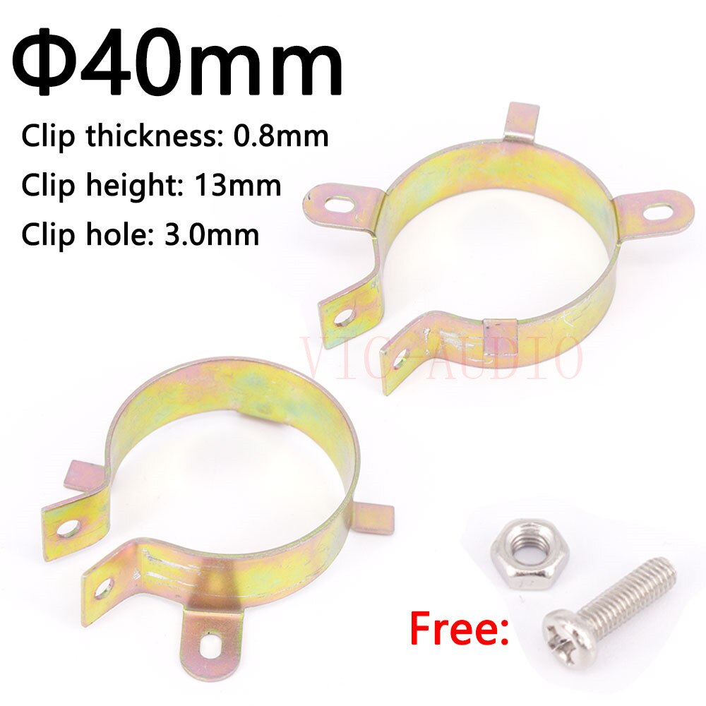 5Pcs Duurzaam Condensator Bracket Klem Houder Clap 30Mm 35Mm 40Mm 50Mm 65Mm 75Mm 90Mm Montage Clip Oppervlak Plating Zink Versterker: 40MM