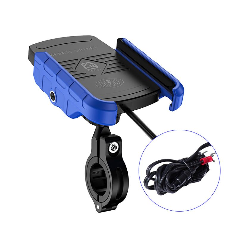 12v motorcykel telefon qi hurtig opladning trådløs oplader beslag holder holder til iphone xs max xr  x 8 samsung vandtæt: Blå