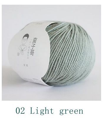 100% Merino Wool Yarn 50g 150M Soft And DIY Handmade Knitted Baby Sweater Hat: 02 light green