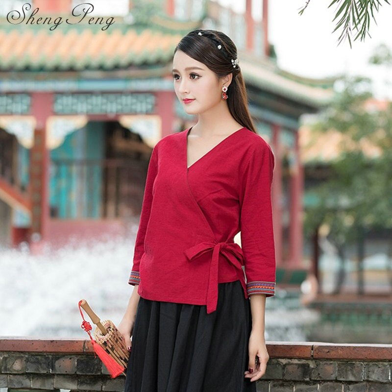 Leinenhemd frauen leinen kleidung cheongsam oben Chinesischen stil stehkragen blusen einfarbigen leinenhemd CC381