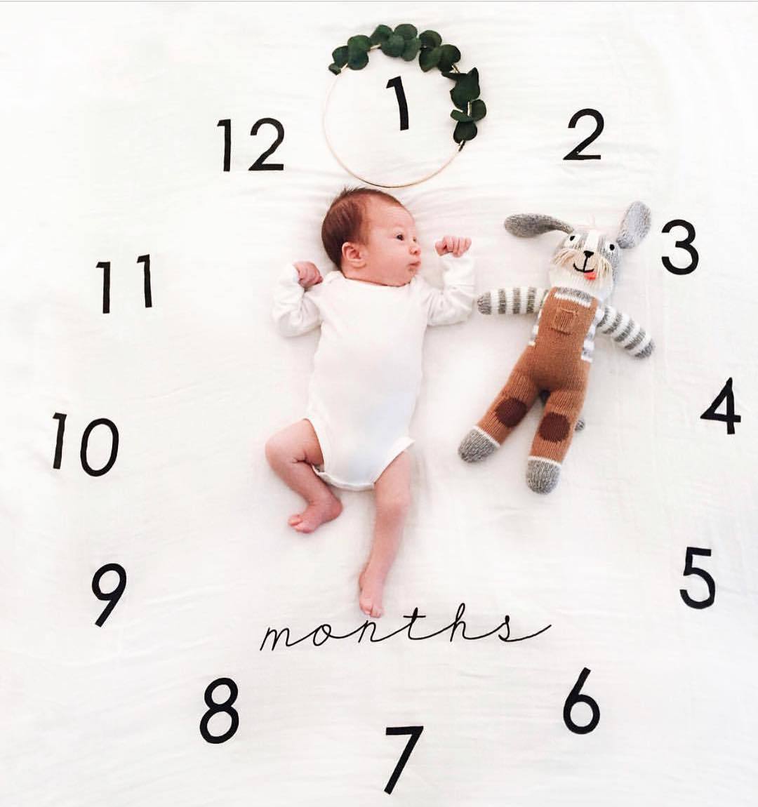 Baby Maandelijkse Groei Milestone Deken Fotografie Prop Dekens Achtergrond Doek: E
