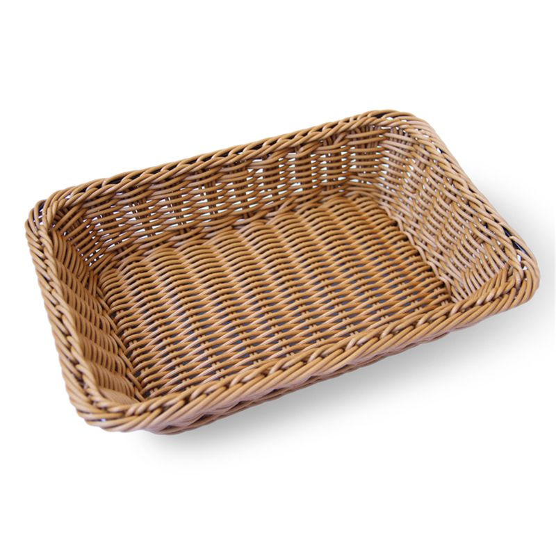 Lichtbruine eenvoudige handgeweven opbergmand, rotan fruitmand, imitatie rotan broodmand