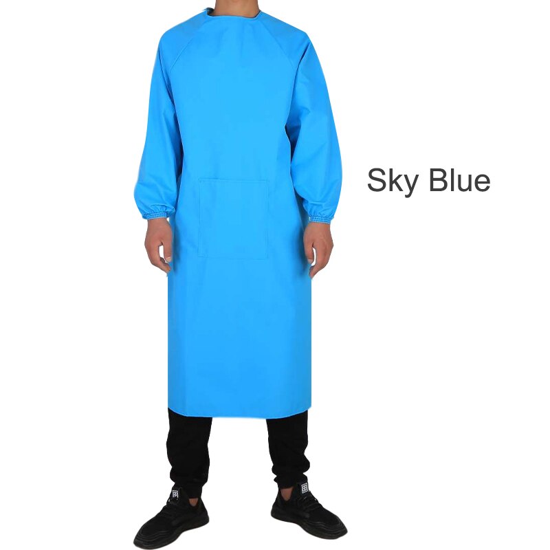 Bata impermeable reutilizable unisex, prenda de trabajo resistente al aceite y apta para la limpieza del hogar: Azul