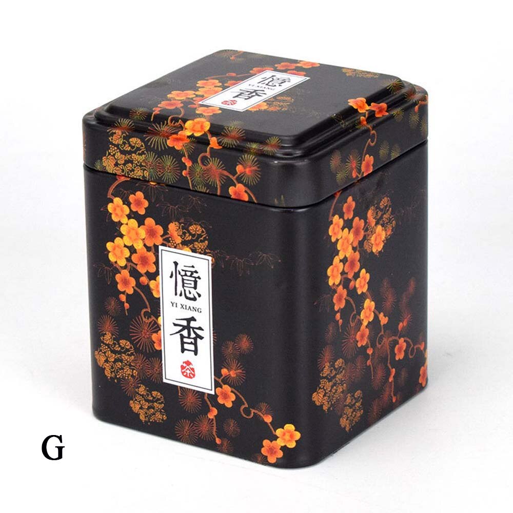 Mini blikken opbergdoos kleine koffie thee opbergpot vierkante verzegelde theebladeren ijzeren verpakkingsdoos chinese stijl container blikken: G