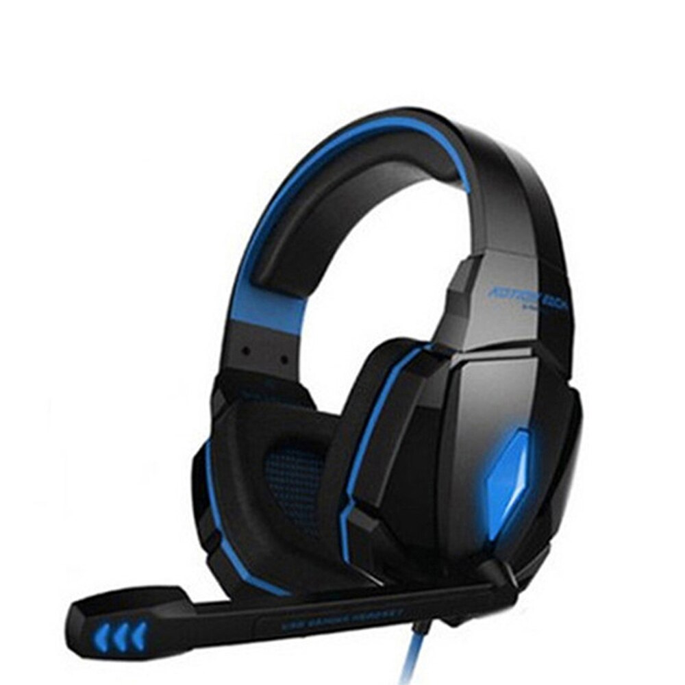 Kotion Each G4000 G2000 G9000 3.5mm Écouteurs de jeu filaires avec lumière LED et Micropone, pour PC, PS4, Xbox, ordinateur portable: G4000 BLUE