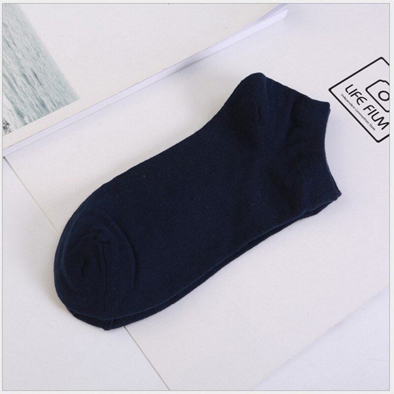 5 Pairs/Lot Men Socks Cotton Large size38-44 Casual Breathable Boat Socks Short Men Socks Summer Male: Navy Blue