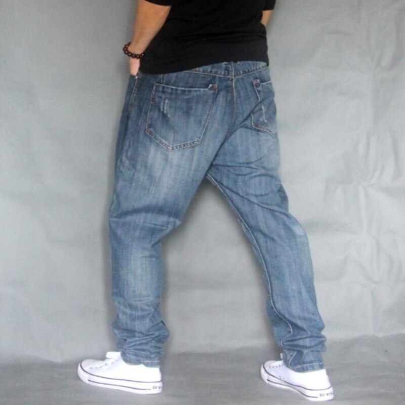 Top Mens Cargo Jeans Broek Gat Ripped Hip Hop Baggy Jeans Heren Loose Fit Casual Broek Katoen Maat 40 42