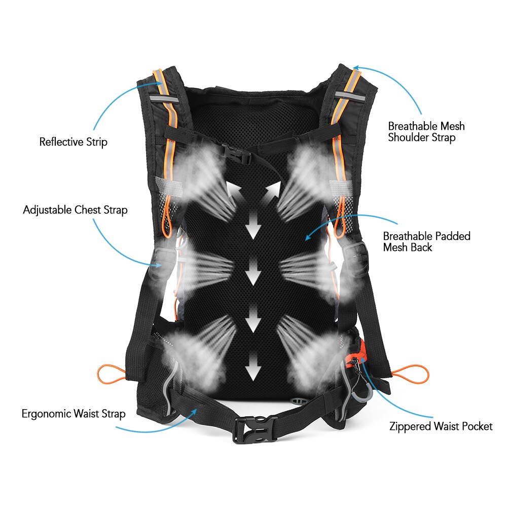 Waterproof Bicycle Bag Foldable Cycling Backpack 10L Ultralight Water Bag Climbing Hydration Backpack with 2L Water Bladder