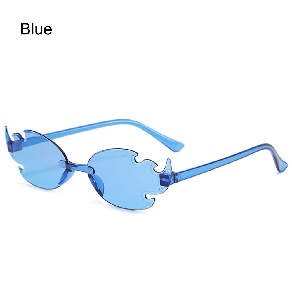 Gafas de sol coloridas con forma de llama de fuego, gafas de sol divertidas sin montura, gafas de Cosplay de para mujeres y hombres: Oro