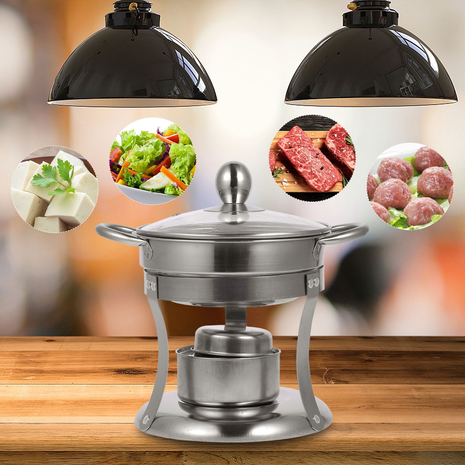 1 set of Portable Alcohol Stove Stainless Steel Self-service Pot Stove Useful Cooking Stove Pot Stove Alcohol Stove