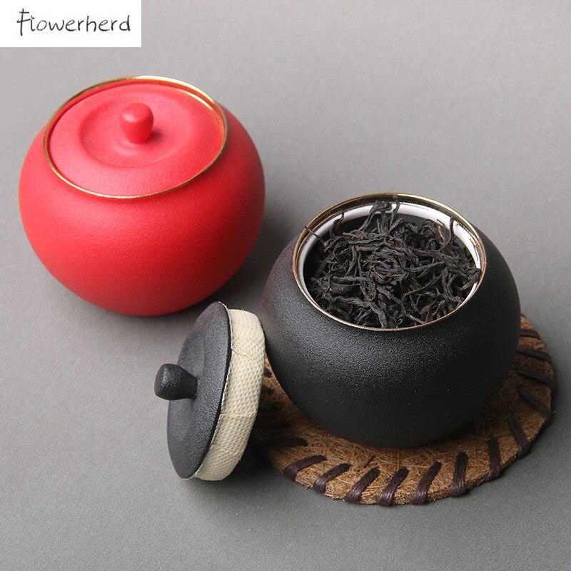 Ceramic Tea Caddy Teaware Sealed Pot Coarse Pottery Portable Pu'er Green Tea Container Tea Organizer Tea Tins Tea Storage