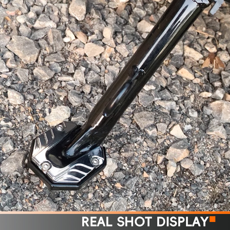 Universal motocicleta bicicleta kickstand extensor base pé suporte lateral extensão pé almofada suporte placa de estacionamento acessórios moto