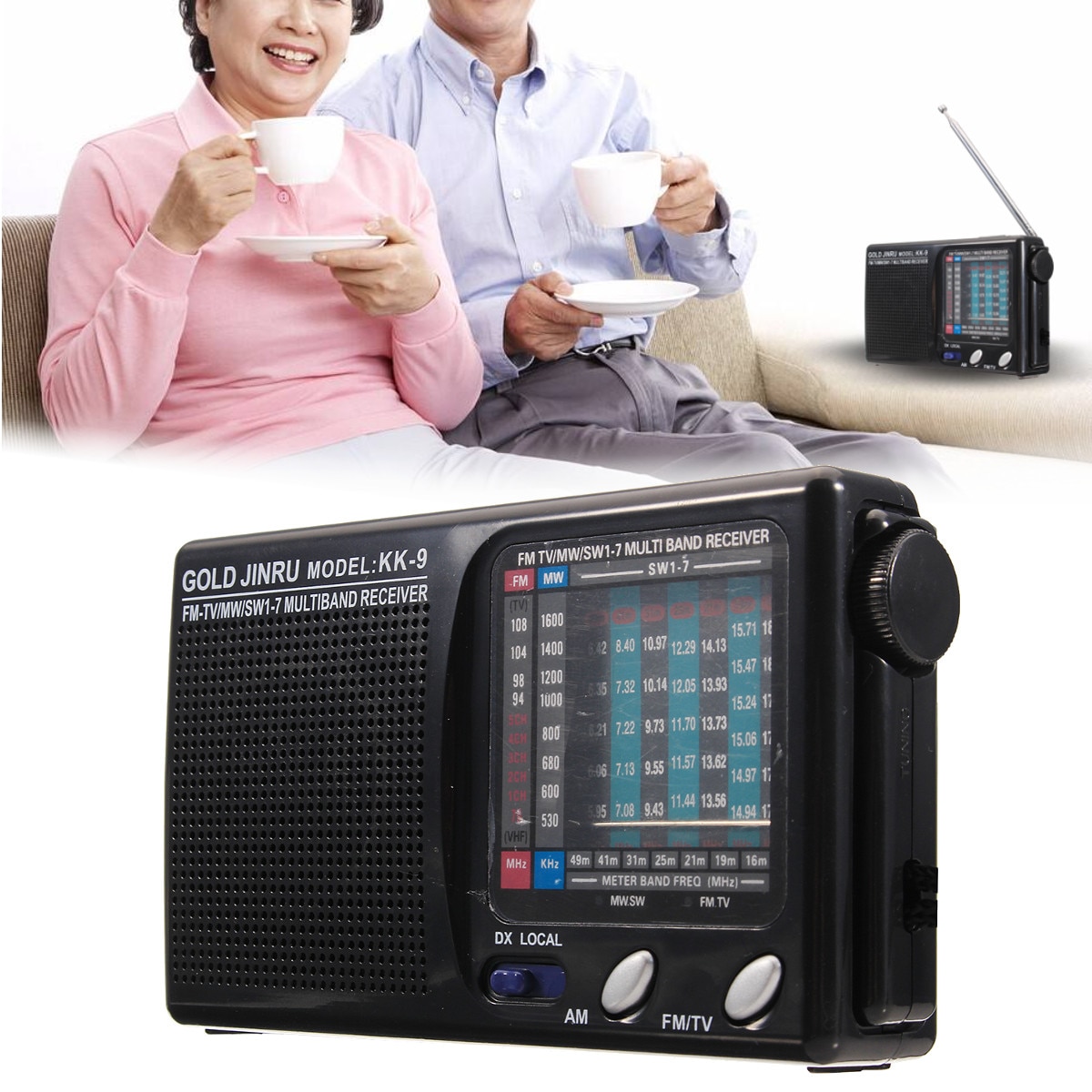 CLAITE Portable Full Band Radio FM Stereo Speaker MW SW Radio Receiver Shortwave Receiver