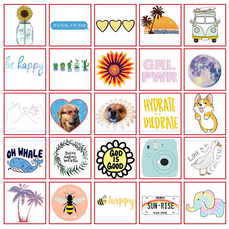50PCS Cartoon Simple Girls Kawaii Computer Stickers For Children Waterproof Sticker To DIY Laptop Bicycle Helmet Car Decals