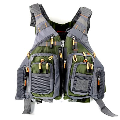 Outdoor Fishing Equipment Multi-pocket Fishing Jacket Swimming High Buoyancy Fishing Vest Multi-function Outdoor Photography: Green