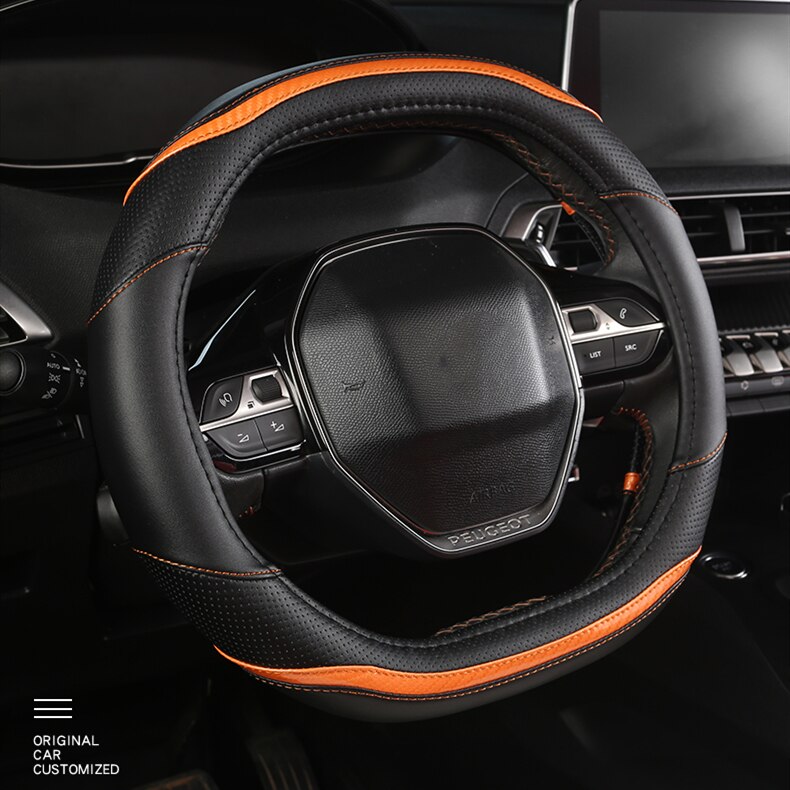 Funda para volante de cuero genuino 36cm 14 ''D para peugeot 508 30 4008 5008 accesorios interiores