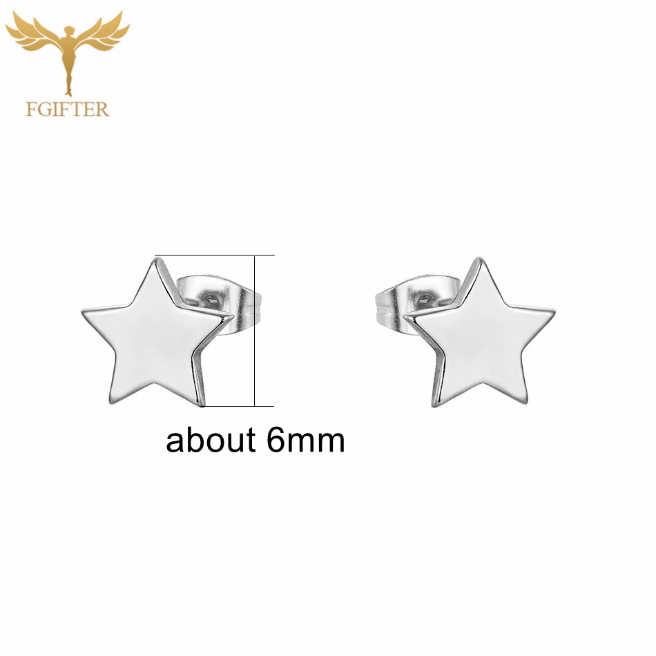 12 pares de pendientes de estrella para mujer y hombre, joyería para Piercing en la oreja, conjunto de pendientes de tuerca de acero inoxidable, , de de reventa: Color oro puro