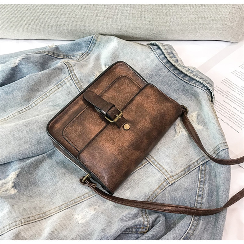 Vintage Women Flap Casual Leather Shoulder Bags Lady Crossbody Messenger Bag Envelop Clutch Purse