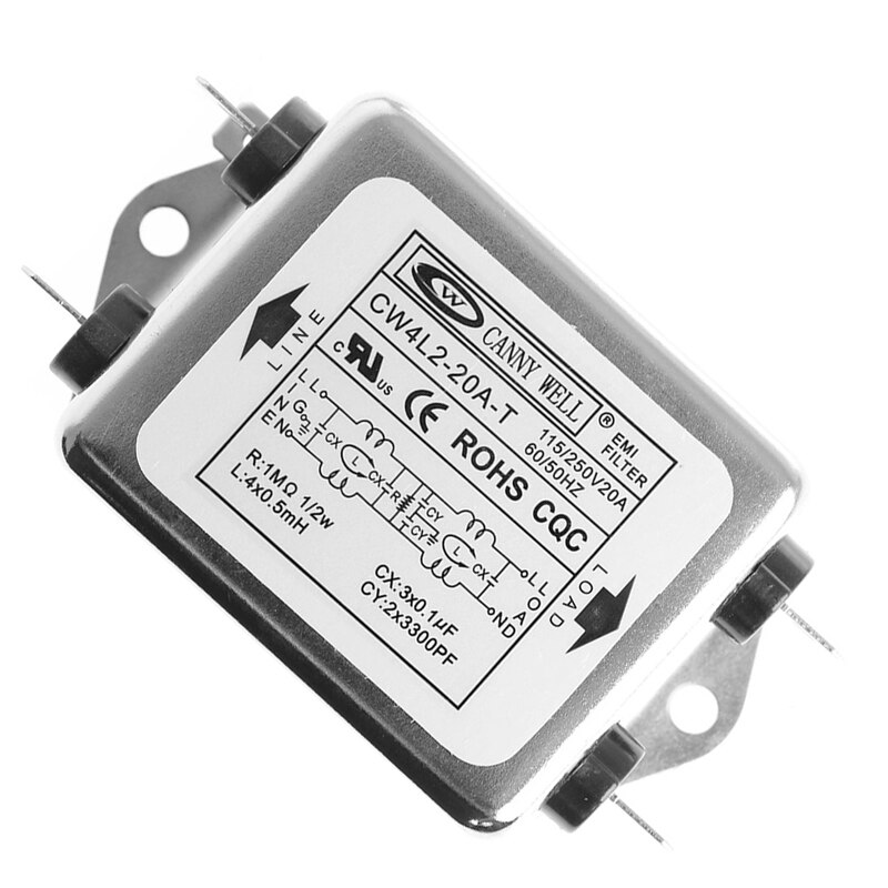 Emi Filter CW4L2-20A-T Monophasic Verbeterde Ac 220V 50/60Hz