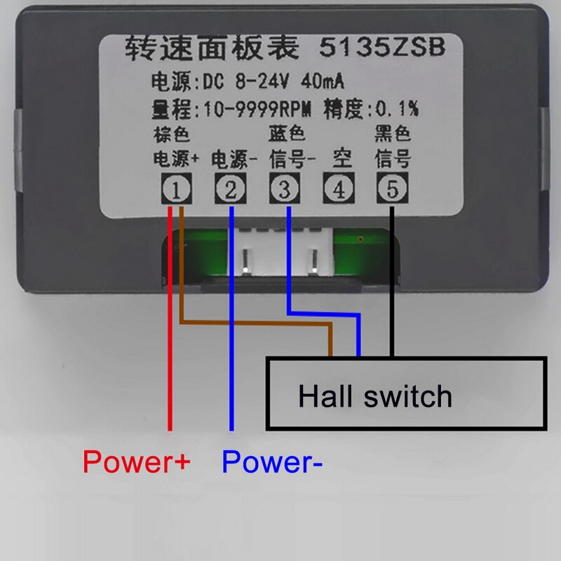 10-9999 LED Digital Tachometer DC 8-24V Digital Tachometer Gauge Speed Meter With Hall Sensor