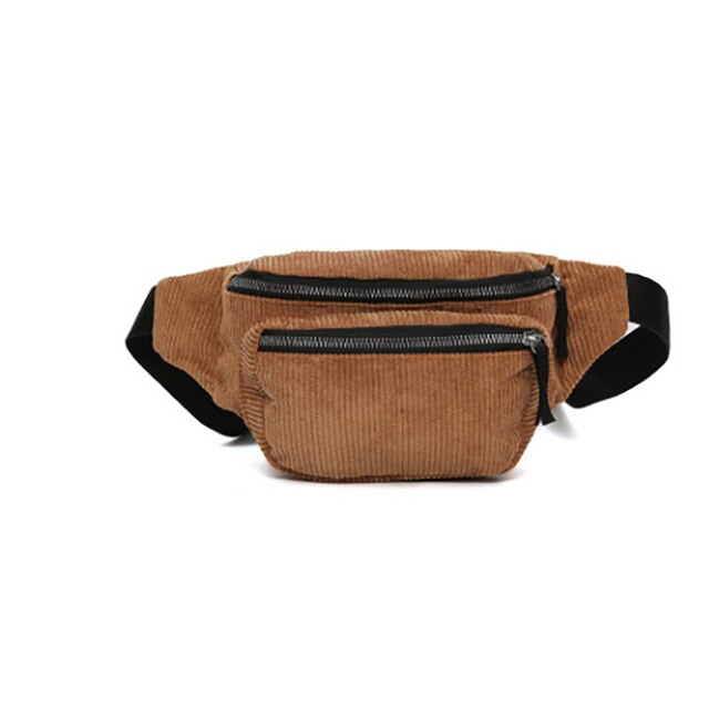 corduroy Waist Bag Zipper Chest Bag Sport Canvas Fanny Pack Girl Waist Belt Bags Phone Waist Pack for women: Color 6