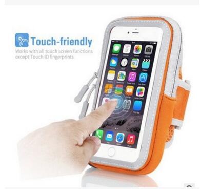 Bolsa de deporte en forma de muñequera para practicar jogging, funda, muñequera de brazo para correr, Teléfono de deportes impermeable universal: Naranja