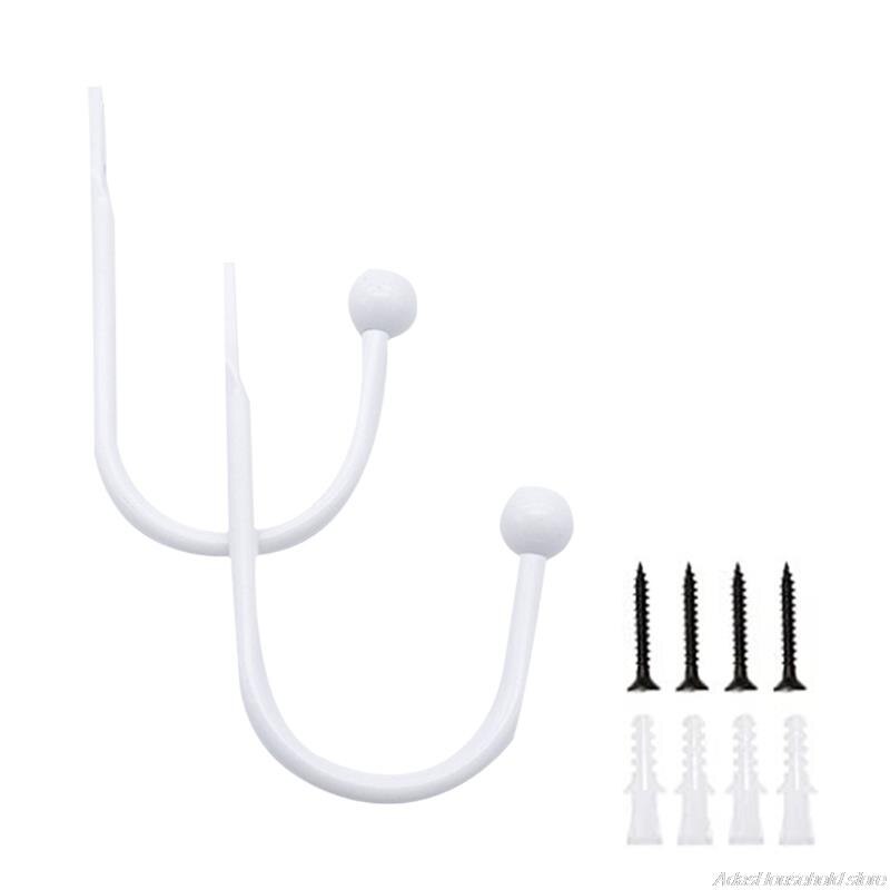 Aluminum Alloy Curtain Tieback Hook with Screws Wall Mount Heavy Duty U Shaped Hook Anti Deform Home Dorm Curtain Hook: White