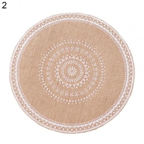 Katoen Linnen Tafel Mat Indiase Retro Patroon Kwastje Isolatie Antislip Placemat Kantoor Keuken Bekerhouder Mat Pad Decor: 02
