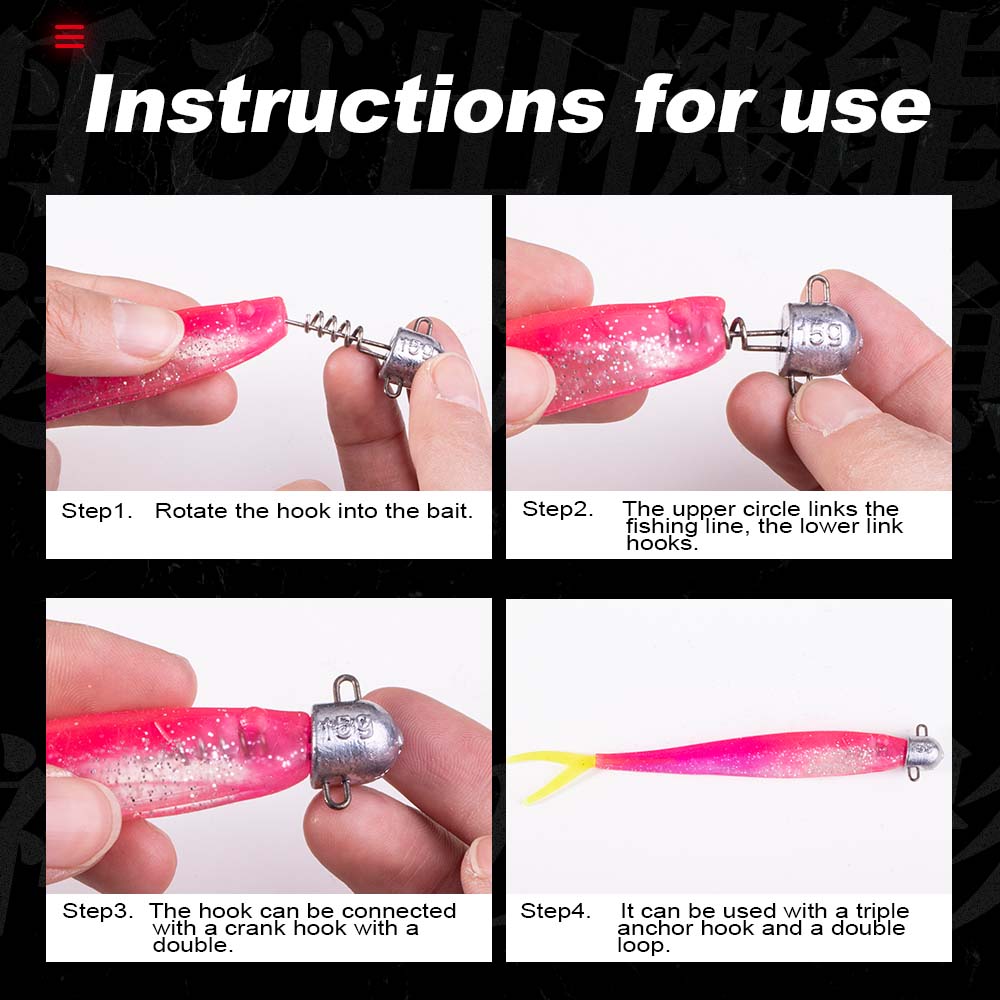 Hunthouse soft lure 5g 10g 15g 20g fishing lead head screw head jig head for big shad fishing tool fishing equipment