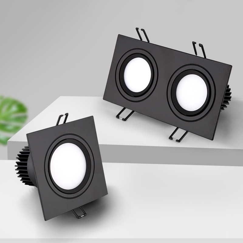 Glossy Square Recessed White Black LED Ceiling Light Dimmable LED COB7W 10W 14W 20W Decor AC85-265V