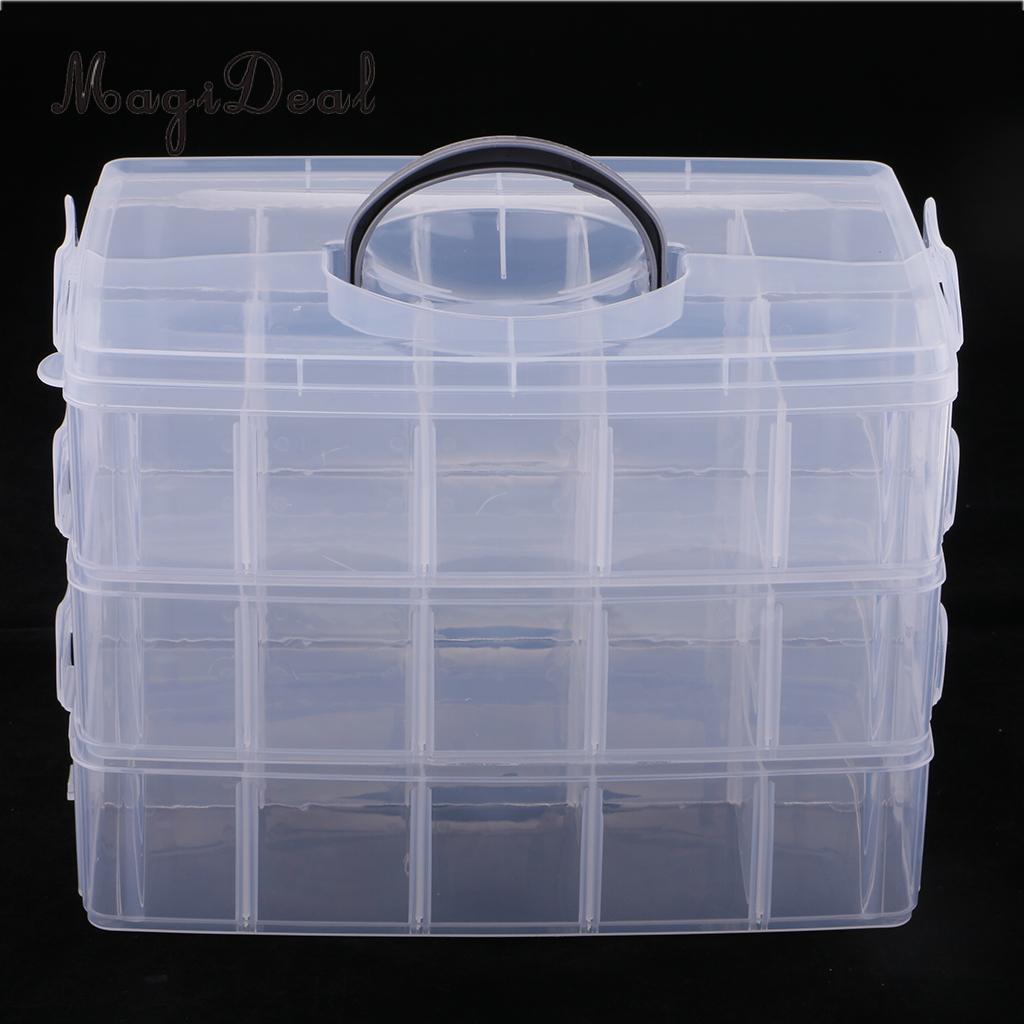 3 Lagen Stapelbaar Verstelbare 30 Compartiment Sieraden Verdelers Box Organizer Clear Plastic Kralen Case Opslag Container