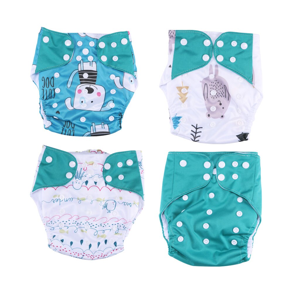 4 Pcs/Set Infant Eco-Friendly Diaper Adjustable Reusable Coffee Fiber Diaper Pocket Baby Nappy Cover Reusable Baby Diapers: benzo blue