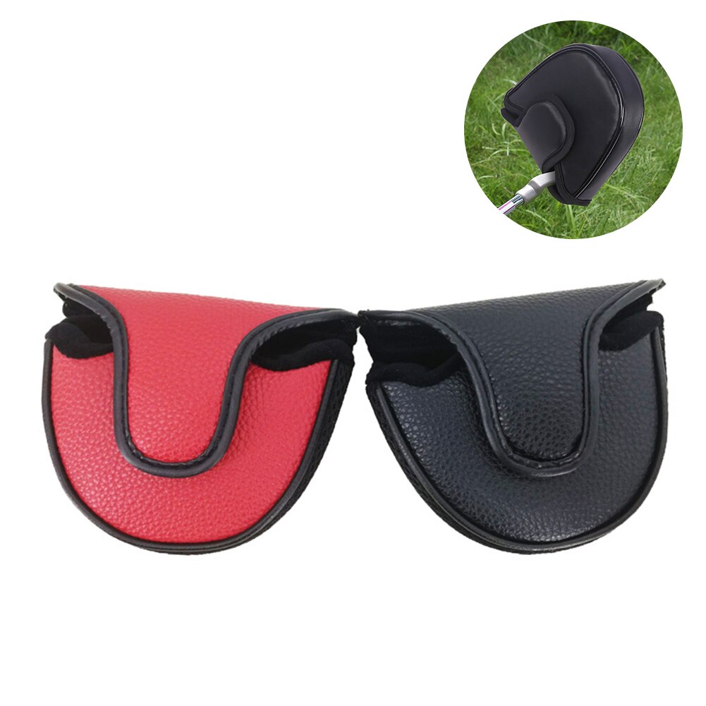 Protector Mallet Putter Cover Unisex Center Shaft Golf Clubs Magic Sluiting Stijlvolle Effen Kleur Headcover Draagbare Pu Leer