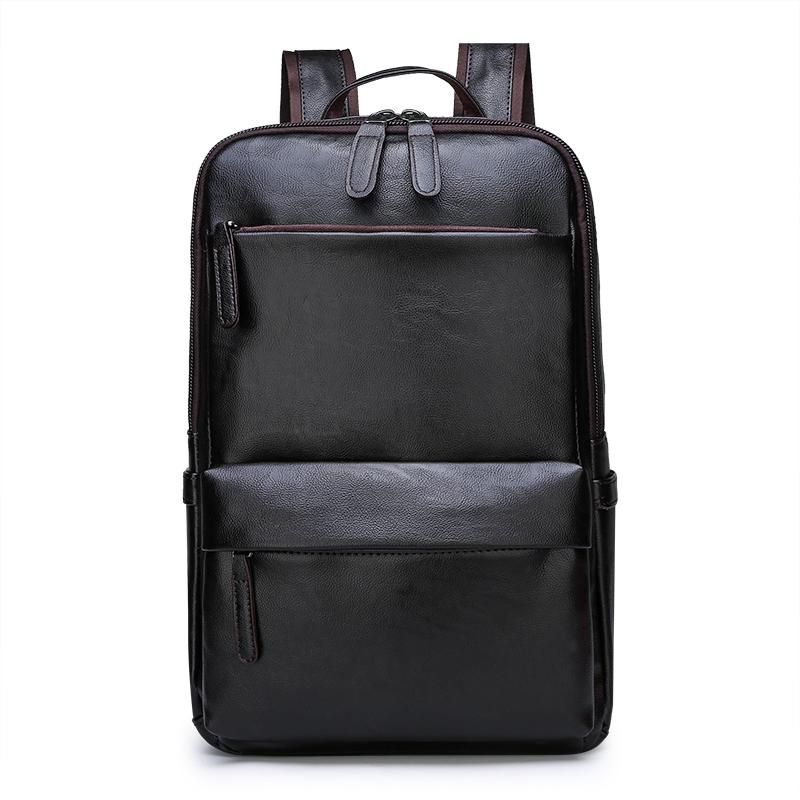 Mochilas de negocios de para hombre, bolso de viaje de cuero PU, Color negro, mochila universitaria, bolsas de libros grandes para estudiantes y niños: Brown