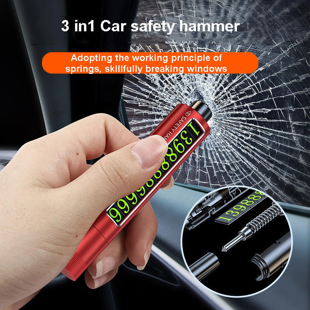 3 In 1 Legering Auto Veiligheid Hamer Autoruit Breker Parkeernummerplaat Ontsnappen Noodhamer