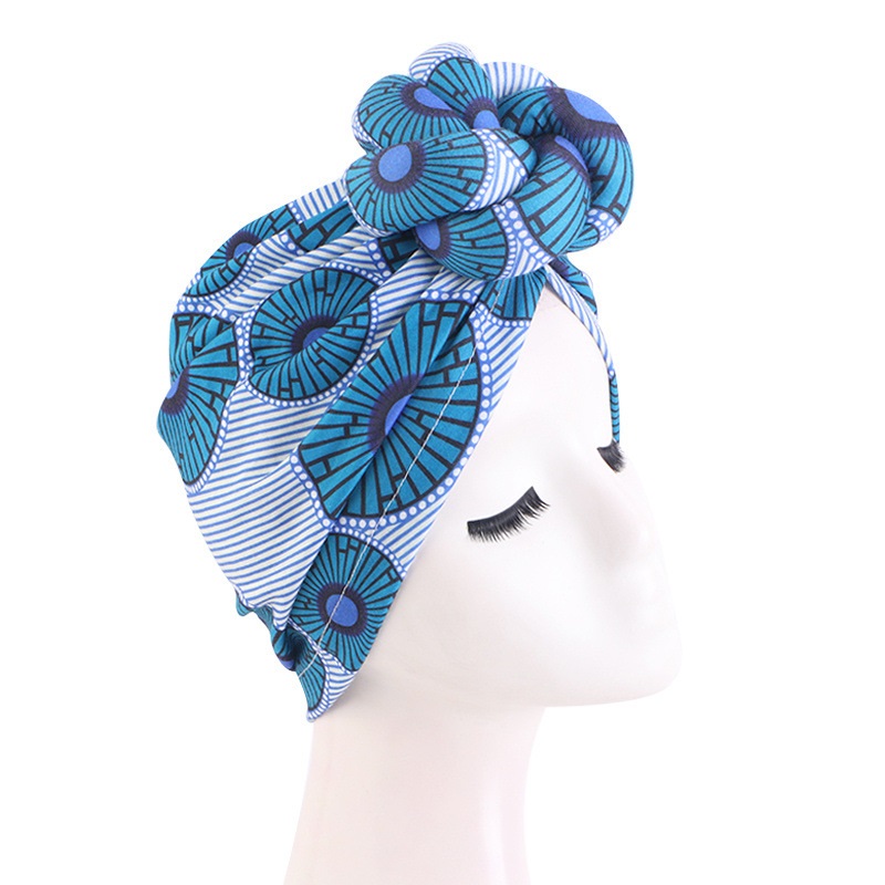African Print Turban for Women Pre-Made Top Knot Head Wraps Flower Stretch Hijab Ladies Party Wedding Headdress: Desert Camouflage