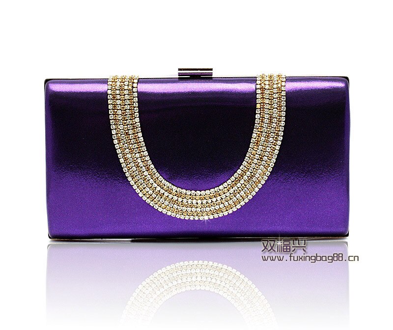 Vrouwen Avondtasje Luxe Zwart/Zilver Wedding Party Bag Diamond Rhinestone Koppelingen Crystal Bling Gold Clutch Bag PuWY139: Paars